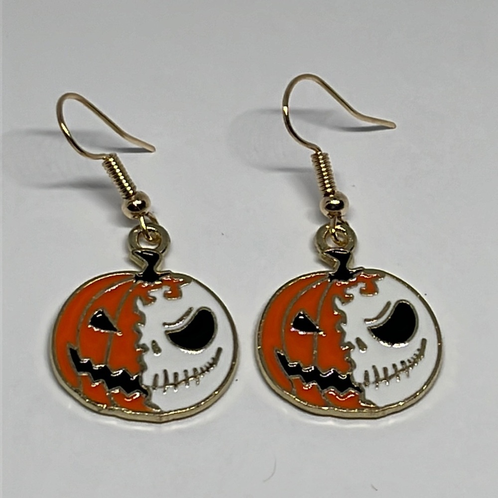 Earrings Pumpkin Skull Gothic Halloween